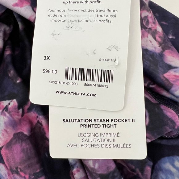 Athleta Plus Salutation Stash Pocket II Tight Leggings Dappled Bloom size 3X - Picture 10 of 13